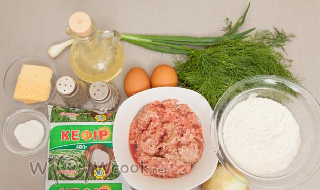 Пошаговый рецепт быстрого пирога с мясом на кефире Простой пирог с мясом на кефире